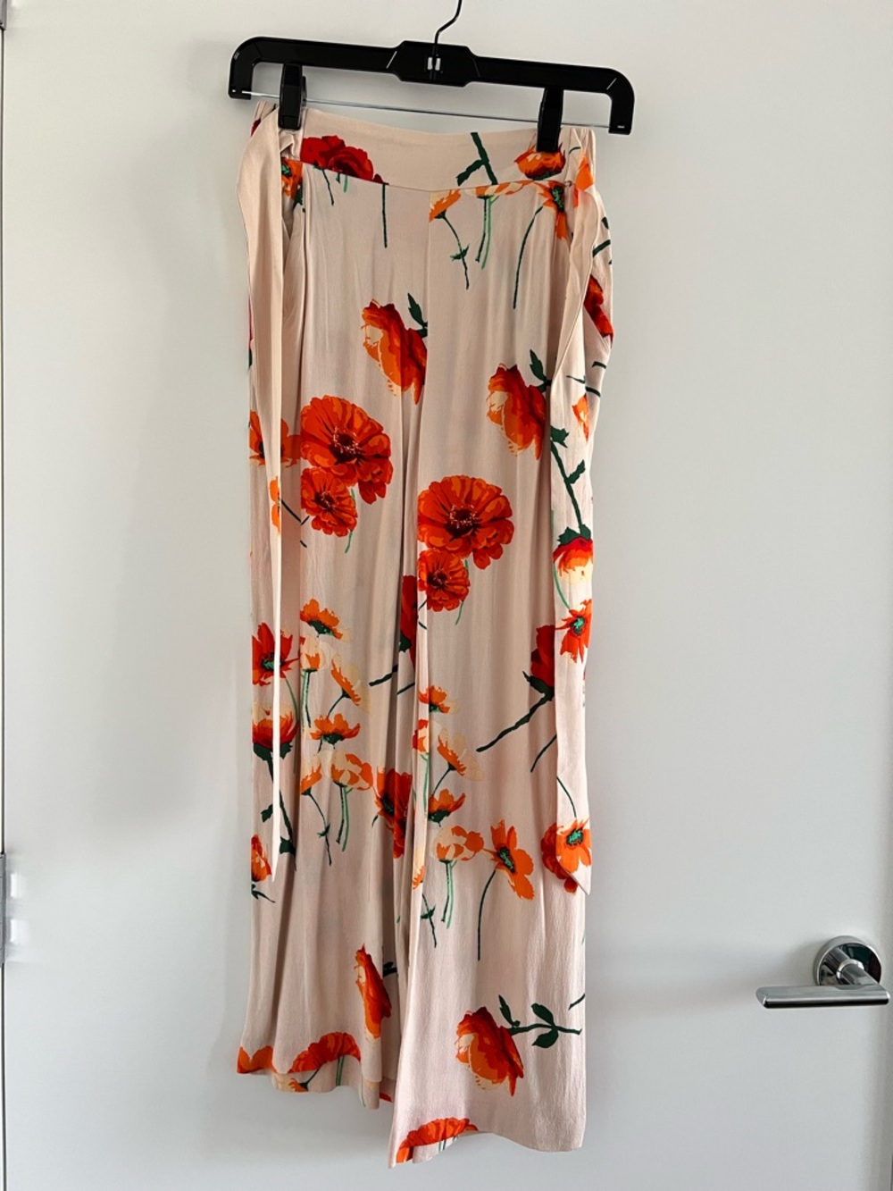 Wilfred Light Pink Floral Elastic-Waist Skirt with Orange & Green Accents - Picture 1 of 9